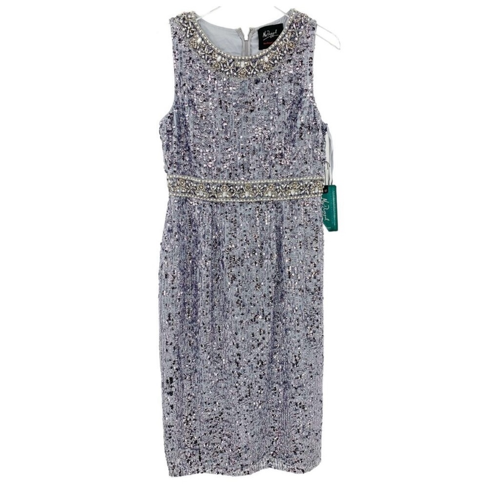 Mac Duggal Silver Sleeveless Midi Dress - Picture 4 of 10